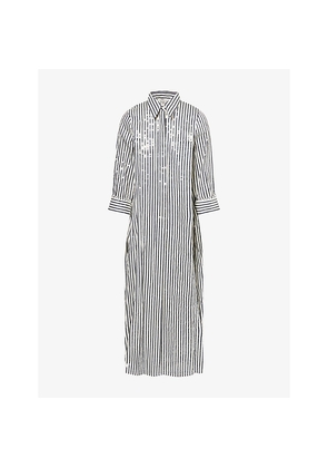 Womens TWP Jenny's Sequin-Stripe Cotton Gown