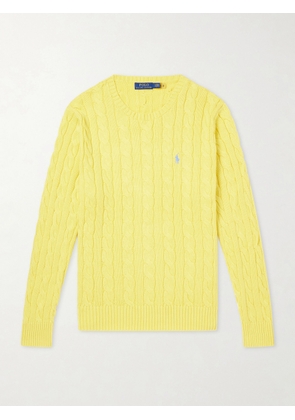 Polo Ralph Lauren - Logo-Embroidered Cable-Knit Cotton Sweater - Men - Yellow - S