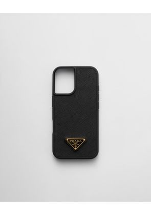 Saffiano leather case for iPhone 16