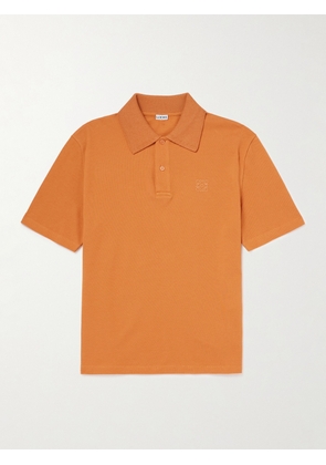 LOEWE - Slim-Fit Logo-Embroidered Cotton-Piqué Polo Shirt - Men - Orange - S