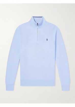 Polo Ralph Lauren - Logo-Embroidered Cotton-Piqué Half-Zip Sweater - Men - Blue - XS