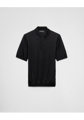 Cashmere and silk polo shirt
