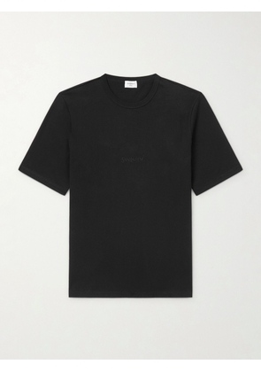 SAINT LAURENT - Logo-Embroidered Cotton-Jersey T-Shirt - Men - Black - S