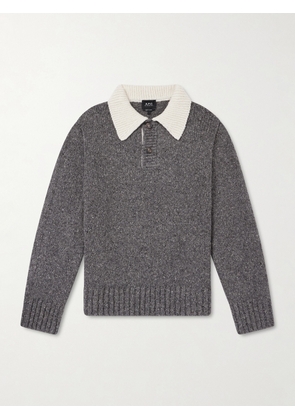 A.P.C. - Flecked Wool Polo Sweater - Men - Gray - S
