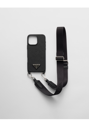 Saffiano leather case for iPhone 16 Pro Max