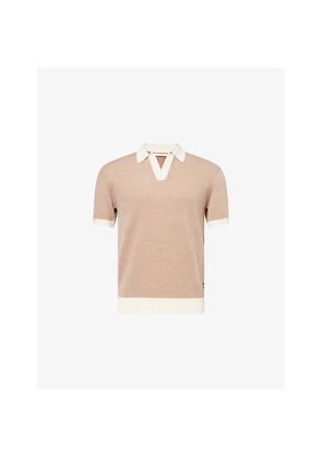 Mens Orlebar Brown Horton Contrast-Trims Merino Wool-Blend Polo Top