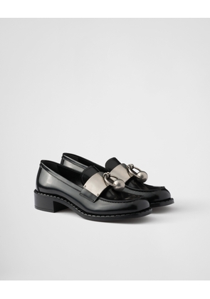 Brushed leather loafers with metal details
