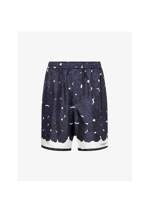Mens Givenchy Roses Drawstring Silk Shorts
