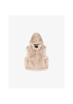 Womens Maje Hooded Zip-Up Faux-Fur Gilet