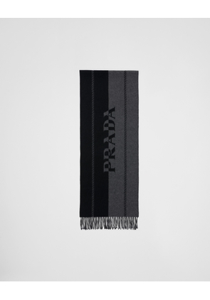 Small wool scarf with jacquard logo