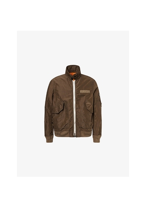 Mens Sacai Collared Zip-Up Nylon Twill Jacket