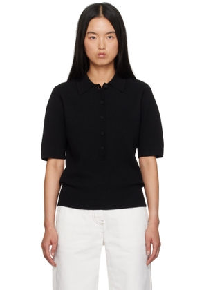 Dries Van Noten Black Merino Wool Polo