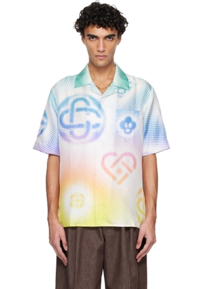 Casablanca Multicolor Halftone Logo Short Sleeve Silk Shirt