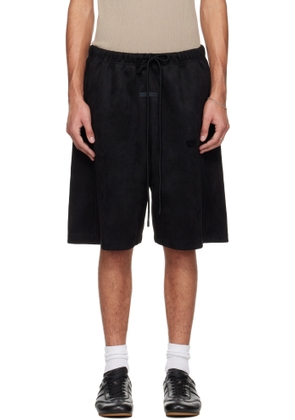 Fear of God ESSENTIALS Black Holiday Faux-Suede Fleece Relaxed Shorts