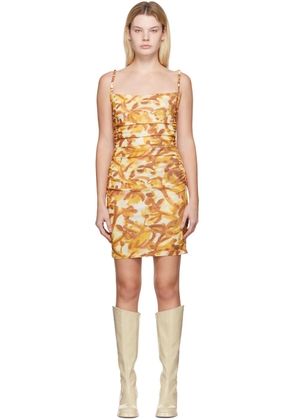 Nanushka Brown & Yellow Adie Minidress