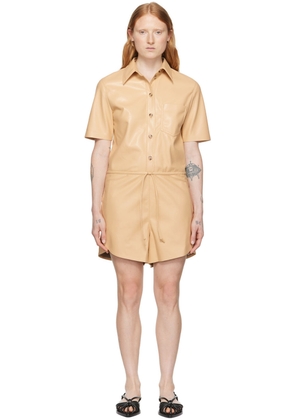 Nanushka Beige Leni Vegan Leather Jumpsuit
