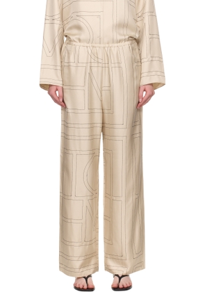 TOTEME Off-White Monogram Silk PJ Lounge Pants