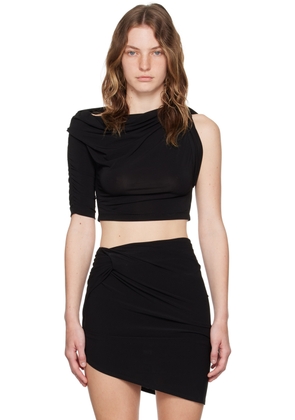 JACQUEMUS Black Les Rayures 'Le haut Drapeado' T-Shirt