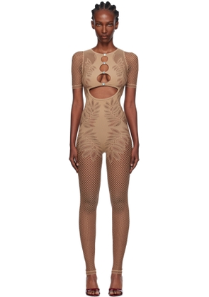 Poster Girl Beige Dinero Leaves Cut Out Playsuit Jumpsuit