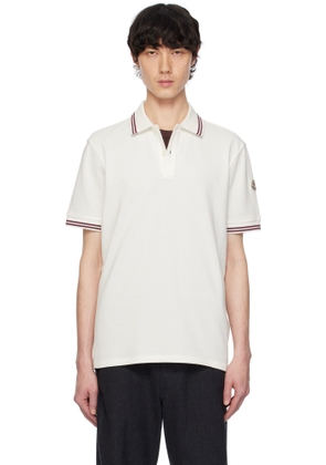 Moncler White Striped Trim Cotton Piquet Polo