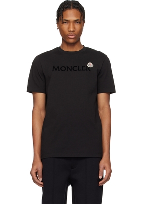 Moncler Black Flocked Logo Cotton T-shirt