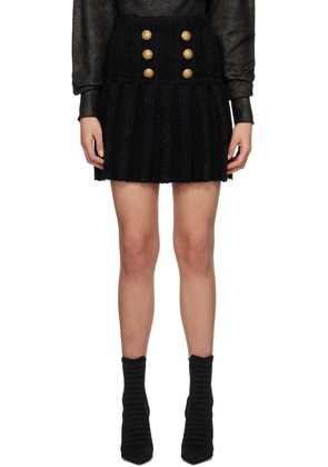 Balmain Black Pleated Miniskirt