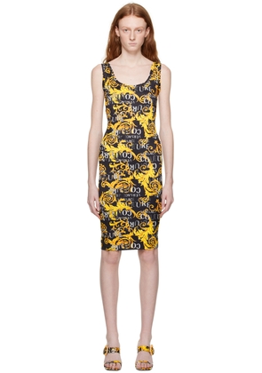 Versace Jeans Couture Black Graphic Midi Dress