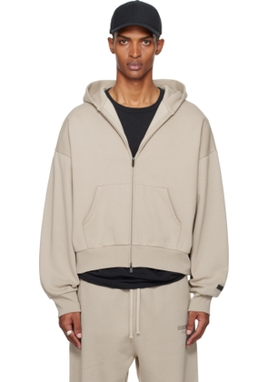 Fear of God ESSENTIALS Taupe Classic Fit Fleece Zip-Up Hoodie