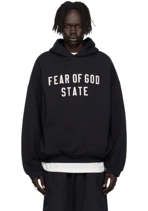 Fear of God ESSENTIALS Black 90s Fit Fleece Hoodie