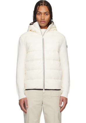 Moncler Off-White Padded Cotton Zip-Up Down Hoodie