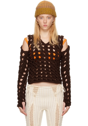 Isa Boulder SSENSE Exclusive Brown Fatcable Sweater