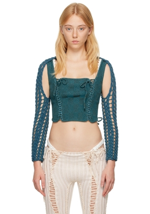 Isa Boulder SSENSE Exclusive Blue Minicable Gloves