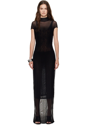 Jean Paul Gaultier Black Sleeveless Flock Maxi Dress