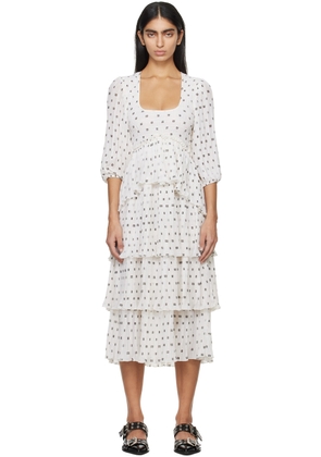 GANNI White Pleated Midi Dress
