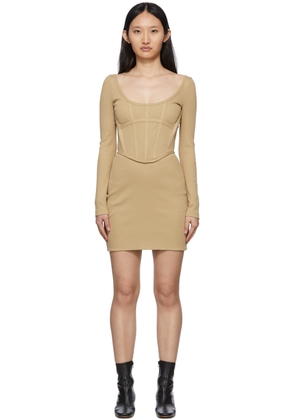 Dion Lee SSENSE Exclusive Tan Rib Corset Mini Dress