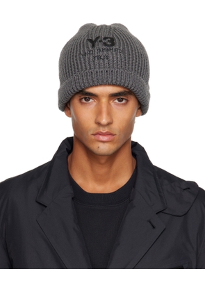 Y-3 Gray Chunky Knit Beanie