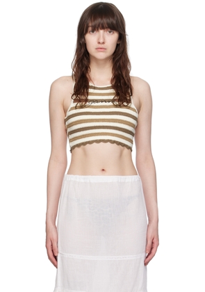 GANNI Brown & Off-White Racerback Tank Top