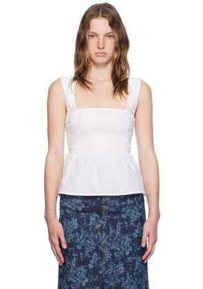 GANNI White Smock Strap Blouse