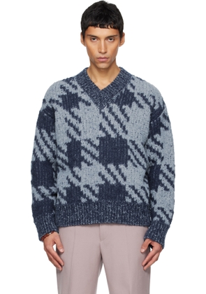 Dries Van Noten Navy & Gray Graphic Sweater