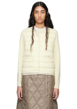 Moncler White Paneled Down Cardigan