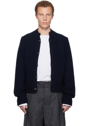 Dries Van Noten Navy Merino Wool Cardigan