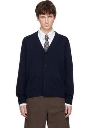 Dries Van Noten Navy Merino Wool Cardigan