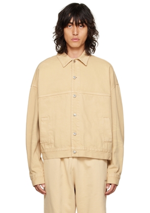 We11done Beige Printed Trucker Denim Jacket