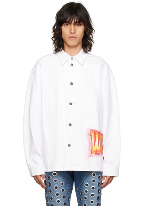 We11done White Printed Denim Jacket