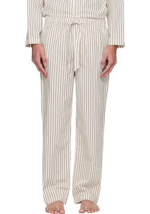 Tekla Off-White & Brown Poplin Pyjama Pants