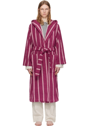 Tekla Burgundy Terry Hooded Bathrobe
