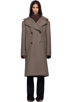 Dries Van Noten Taupe Double-Breasted Coat