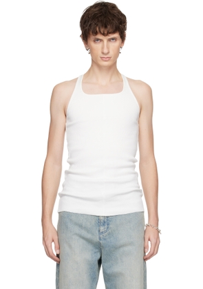 MATIÈRES FÉCALES White Cross Seam Knit Tank Top