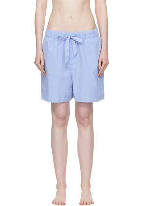 Tekla Blue Poplin Pyjama Shorts