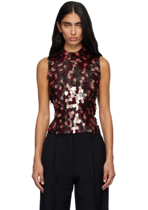 Dries Van Noten Burgundy Sequinned Tank Top